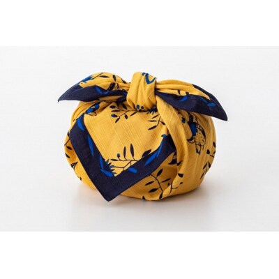 【丸和商業】綿小 風呂敷「UDKCふろしき～生命樹～」ブルー+イエロー2枚セット