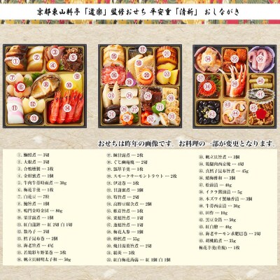 【京料理 道楽】6.5寸冷蔵おせち 平安祝重「清新」(約3～4人前)(おせち,おせち料理,京おせち)