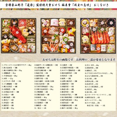 【京料理 道楽】8.5寸冷蔵おせち福来重「新玉の息吹」約5～6人前(おせち,おせち料理,京おせち)