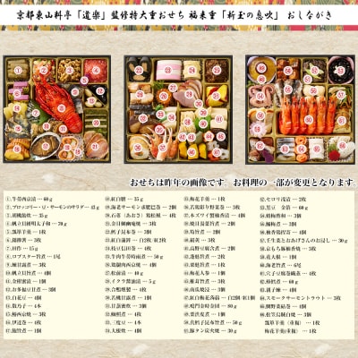 【京料理 道楽】8.5寸冷蔵おせち 福来重「新玉の息吹」(約5～6人前) |老舗料亭 おせち 人気