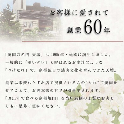 【焼肉の名門天壇】京の肉 カルビ(1000g)〈天壇特製たれ付き焼肉セット〉