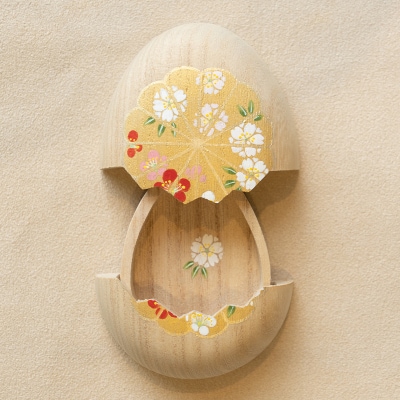 【箱藤商店】桐製たまご箱(菊文様)〈京都日本画絵師絵付け〉