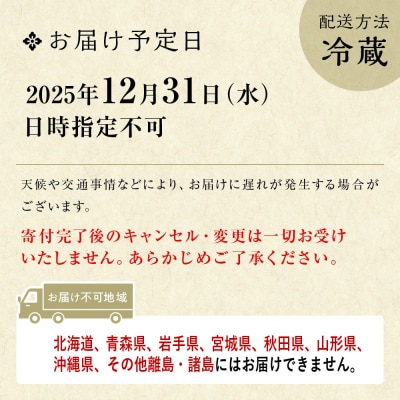 【京都 貴船 右源太】おせち料理二段重(冷蔵)約4～5人前|京都 老舗料亭 本格おせち 人気おせち