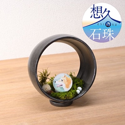 【山川製陶所】想久の石珠　生前のペットの姿の絵付あり(新しいペット供養のカタチ)