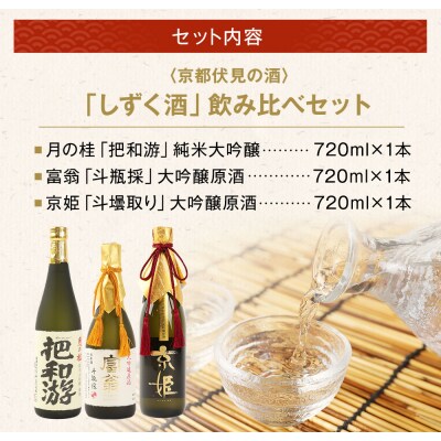 【吟醸酒房 油長】京都伏見の酒 「しずく酒」3本飲み比べ  |日本酒 吟醸酒人気セット
