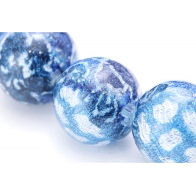 【京念珠×京ちりめん】青虎目石 数珠袋付き ブルー【土屋念珠店/男性用/メンズ/数珠/略式/仏具】