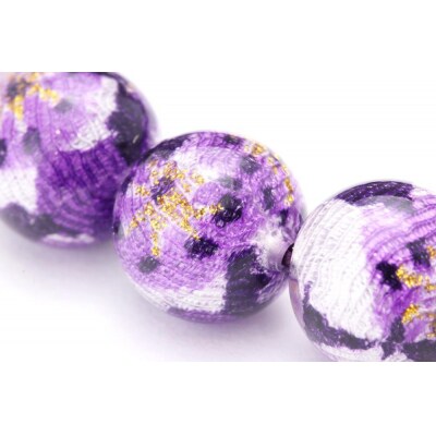 【京念珠×京ちりめん】藤雲石 数珠袋付き パープル【土屋念珠店/女性用/レディース/数珠/略式】