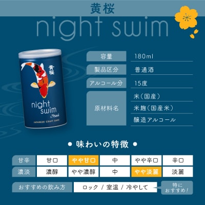 【黄桜】日本酒 night swim(180ml缶×30本)