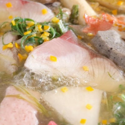 【京料理かじ】寒鰤・地蛤・ズワイ蟹 冬の京野菜 みぞれ雪鍋セット(2人前)