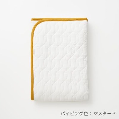 【大東寝具】京和晒綿紗　ガーゼ敷パッド(脱脂綿入り)4層(マスタード・ダブル)