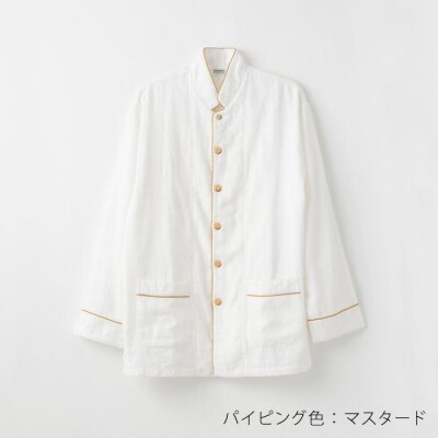 【大東寝具】京和晒綿紗 ガーゼパジャマ 2重合わせ 白　男女兼用(マスタードSS)