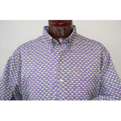 【鷲野染工場】メンズシャツ(鱗)　Lサイズ