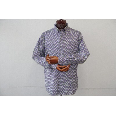 【鷲野染工場】メンズシャツ(鱗)　XLサイズ