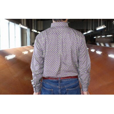 【鷲野染工場】メンズシャツ(鱗)　XLサイズ