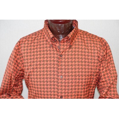 【鷲野染工場】メンズシャツ(千鳥格子)　Lサイズ