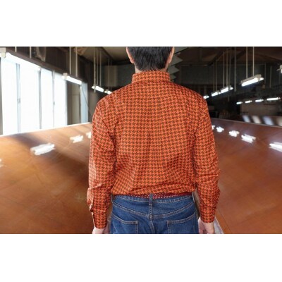 【鷲野染工場】メンズシャツ(千鳥格子)　Lサイズ