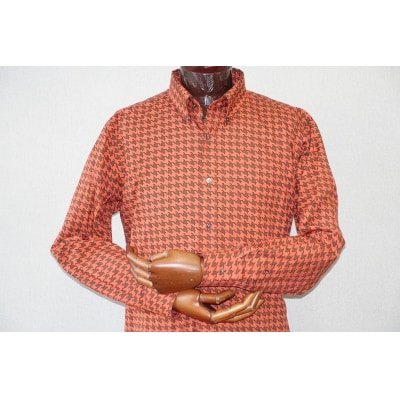 【鷲野染工場】メンズシャツ(千鳥格子)　XLサイズ