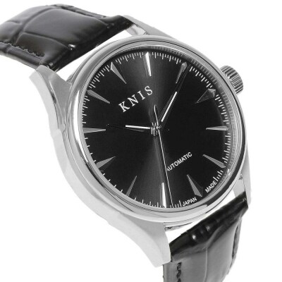 【KNIS KYOTO】サンレイダイアル 日本製 自動巻き 腕時計 革ベルト レザー＜ブラック＞