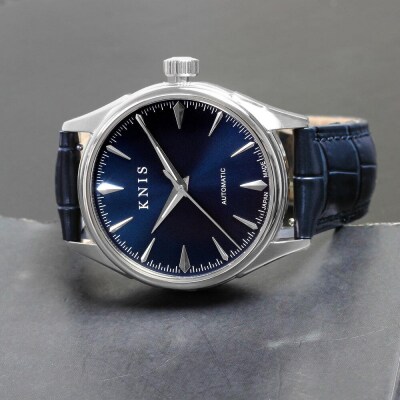 【KNIS KYOTO】サンレイダイアル 日本製 自動巻き 腕時計 革ベルト レザー＜ブルー＞