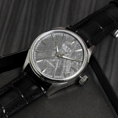 【KNIS KYOTO】メテオライト 日本製 自動巻き 腕時計 革ベルト レザー シルバー|京都発