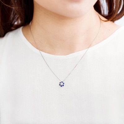 京セラ】クレサンベール〈サファイア・天然ダイヤモンド〉ネックレス  