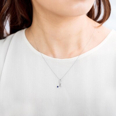 京セラ】クレサンベール〈サファイア・天然ダイヤモンド〉ネックレス  