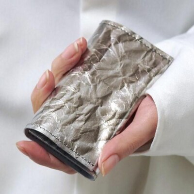 【KENTO HASHIGUCHI×京都西陣織】手もみ銀箔 30枚カードケース(マチあり)