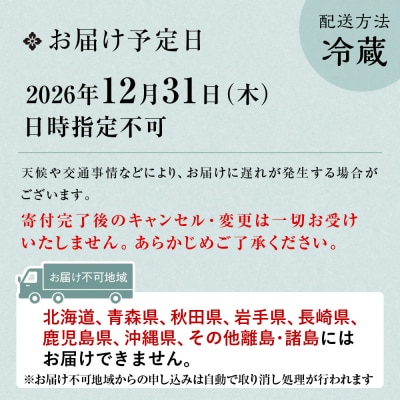 【京料理濱登久】料亭のおせち料理 和一段重(冷蔵)2～3人前 京都 老舗料亭 人気おせち
