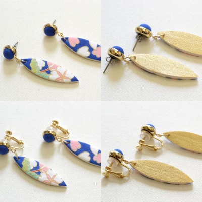 【染工房正茂】手描友禅 ピアス・イヤリング(ファブリックアクセサリー)《桜》