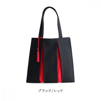 【京都 KOSHO】帆布 トートバッグ +タッセル <ブラック/レッド(墨色/紅色)>