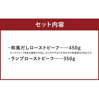 【ともや】国産黒毛和牛ローストビーフ2種セット(和だし350g・ランプ350g)