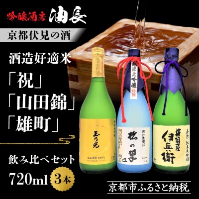【吟醸酒房 油長】京都伏見の酒 祝/山田錦/雄町 3本飲み比べ |日本酒 純米大吟醸 人気セット