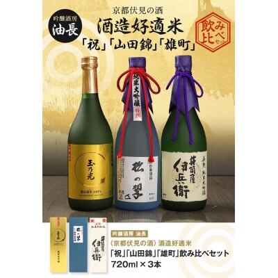 【吟醸酒房 油長】京都伏見の酒 祝/山田錦/雄町 3本飲み比べ |日本酒 純米大吟醸 人気セット