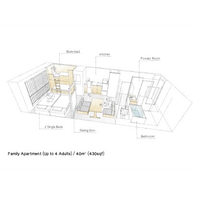 【MIMARU京都　新町三条】2～4名宿泊券《1ベッドルームファミリーアパートメント》