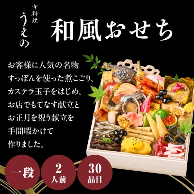 【京料理 うえの】和風おせち一段 2人前 <大丸京都店おすすめ品>|京都 本格料亭おせち 和風 人気