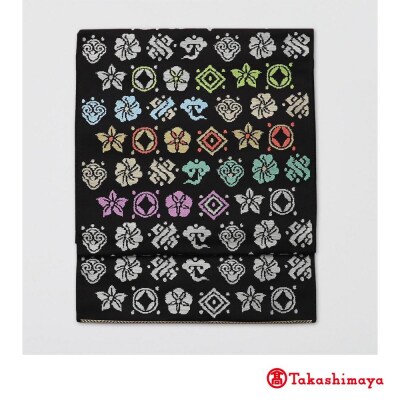 【龍村美術織物】龍村錦帯　なごや帯 宝尽くし花文《黒》【高島屋選定品】
