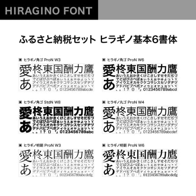【ヒラギノフォント】ふるさと納税セット　ヒラギノ基本6書体(ライセンス版)SCREEN