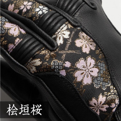 【デグナー】レザー金襴グローブ [TG-101K]　カラー:桧垣桜-ブラック【サイズM】(バイク)