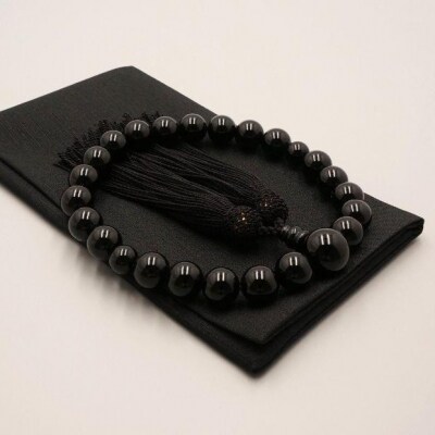 【神戸珠数店】〈京念珠〉黒オニキス 男性用数珠/女性用数珠セット【数珠袋2枚付き】|京都 念珠 仏具
