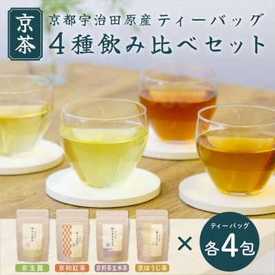 【京都ぎょくろのごえん茶】四種の京茶 飲み比べ白貼箱セット