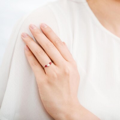 【高島屋選定品】<京セラ>クレサンベール<ルビー/天然ダイヤモンド >PTリング　PT900