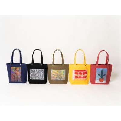 【京都館発・限定企画かばん】一澤信三郎×へラルボニーコラボ　縦型トートバッグ(全5種)【カラー:黒】