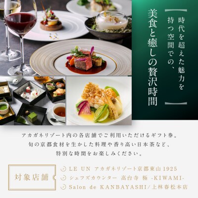 【AKAGANE RESORT KYOTO HIGASHIYAMA 1925】ギフト券15,000円