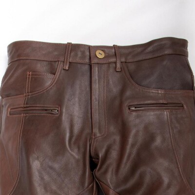 【デグナー】メンズカップ付レザーパンツ [DP-28] ブラウン 〈Lサイズ〉