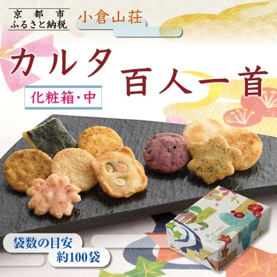 【小倉山荘】カルタ百人一首 化粧箱(中)(袋数の目安:約100袋)