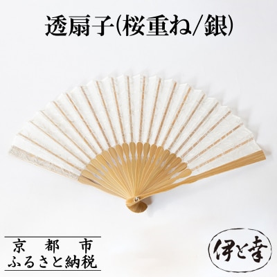 【伊と幸】《白生地の老舗が贈る》透扇子(桜重ね/銀)