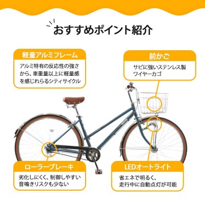【エイリン】【組立済み発送】シティサイクル27型 AL27EOL【グレー】