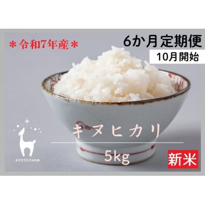 【新米先行受付】〈6か月定期便〉【京都ファーム】令和7年産キヌヒカリ 精米5kg(10月～3月)