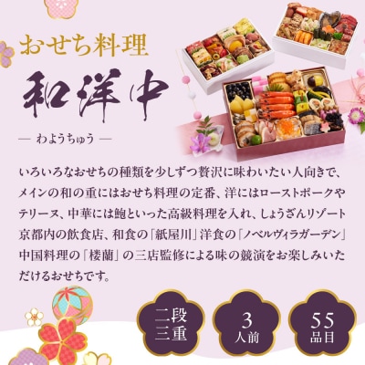 【京都しょうざん】「和洋中」二段三重 3人前|京都 老舗料亭 本格おせち 人気おせち