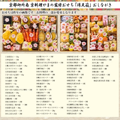 京料理・やまの監修 おせち 特大二段重「珠天箱」約4人前|老舗 本格おせち 大満足の67品目 人気 